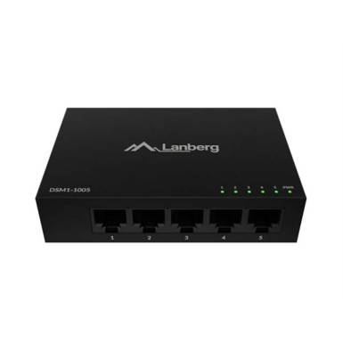 Lanberg 5 portos Gigabit Desktop Switch, fémházas, 12V DSM1-1005 Lanberg 5 portos Gigabit Desktop Switch, fémházas, 12V DSM1-1005