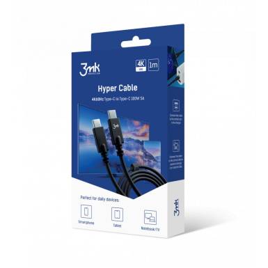 USB 3.0 C-C kábel 1m 3mk Hyper 4K 100W CC1-100-4K-01B 3MK464550 USB 3.0 C-C kábel 1m 3mk Hyper 4K 100W CC1-100-4K-01B 3MK464550