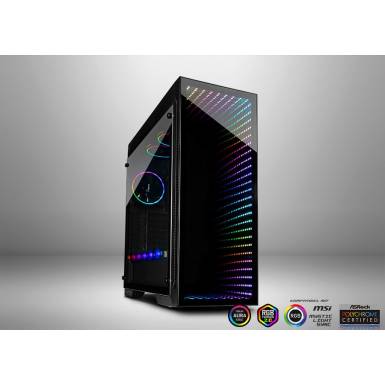 Inter-Tech X-908 Infini2 RGB Tempered Glass Black 88881240