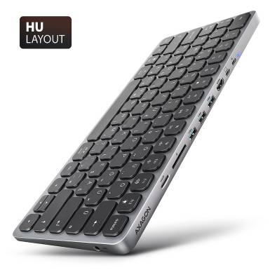 AXAGON HMC-KB-HU USB-C 5Gbps Keyboard 9in1 Hub Silver HU HMC-KB-HU