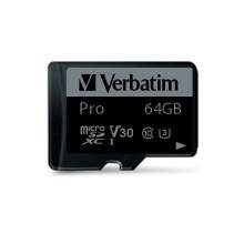 Verbatim 64GB microSDXC Pro Class 10 U3 V30 + adapterrel 47042