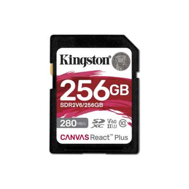 Kingston 256GB SDXC Canvas React Plus Class 10 UHS-II U3 V60 SDR2V6/256GB Kingston 256GB SDXC Canvas React Plus Class 10 UHS-II U3 V60 SDR2V6/256GB