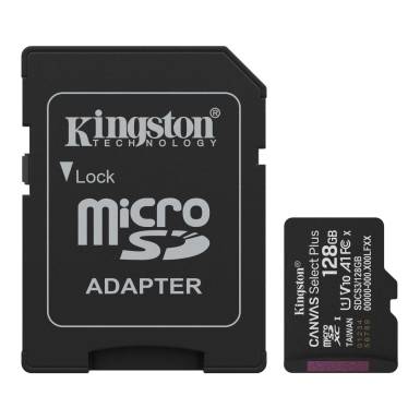 Kingston 128GB microSDXC Canvas Select Plus Gen3 Class 10 UHS-1 A1 V10 + adapterrel SDCS3/128GB Kingston 128GB microSDXC Canvas Select Plus Gen3 Class 10 UHS-1 A1 V10 + adapterrel SDCS3/128GB