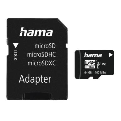 Hama 64GB microSDXC Class 10 UHS-I + Adapterrel 00124140