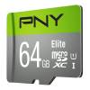 PNY 64GB microSDXC Elite Class 10 UHS-I + adapterrel P-SDUX64U185GW-GE