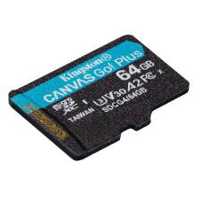 Kingston 64GB microSDXC Canvas Go Plus Gen4 Class 10 UHS-I U3 + adaper n&eacute;lk&uuml;l SDCG4/64GBSP