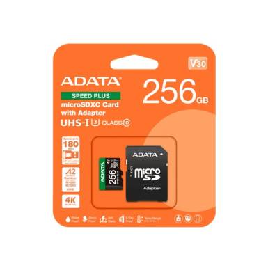 ADATA Memóriakártya MicroSDXC 256GB + Adapter SPEED PLUS UHS-I U3 (180/160) UD256GUI3V30A2SP-RA1 ADATA Memóriakártya MicroSDXC 256GB + Adapter SPEED PLUS UHS-I U3 (180/160) UD256GUI3V30A2SP-RA1