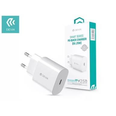 DEVIA HÁLÓZATI TÖLTŐ ADAPTER TYPE-C BEMENETTEL - 25W - SMART SERIES PD3.0 QUICK CHARGER - WHITE ST354908 DEVIA HÁLÓZATI TÖLTŐ ADAPTER TYPE-C BEMENETTEL - 25W - SMART SERIES PD3.0 QUICK CHARGER - WHITE ST354908