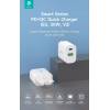 DEVIA ST38524 HÁLÓZATI TÖLTŐ ADAPTER TYPE-C + USB BEMENETTEL - 20W - SMART SERIES PD3.0 + QC3.0 QUICK CHARGER V2 - FEHÉR ST385247