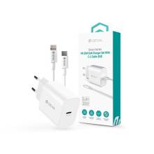 Devia Smart Series 30W GaN PD+QC h&aacute;l&oacute;zati gyorst&ouml;ltő adapter + Type-C/Lightning k&aacute;bel - feh&eacute;r ST109568
