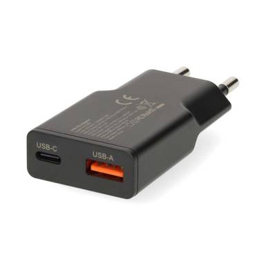 Nedis WCHA30BK gyorstöltő USB-A / USB-C töltő, GaN, PD3.0, QC, Gyorstöltési funkció 1,5 / 2,0 / 2,5 / 3,0 A, 30W, fekete WCHA30BK Nedis WCHA30BK gyorstöltő USB-A / USB-C töltő, GaN, PD3.0, QC, Gyorstöltési funkció 1,5 / 2,0 / 2,5 / 3,0 A, 30W, fekete WCHA30BK