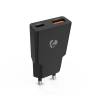 Nedis WCHA30BK gyorstöltő USB-A / USB-C töltő, GaN, PD3.0, QC, Gyorstöltési funkció 1,5 / 2,0 / 2,5 / 3,0 A, 30W, fekete WCHA30BK