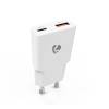 Nedis WCHA30WT gyorstöltő USB-A / USB-C töltő, GaN, PD3.0, QC, Gyorstöltési funkció 1,5 / 2,0 / 2,5 / 3,0 A, 30W, fehér WCHA30WT