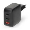 Nedis WGCHA100WBK töltő 100 W, GaN, PD3.0, QC 2,5 / 3,0 / 5,0 A, Kimenetek száma: 3, USB-A / 2x USB-C, fekete WGCHA100WBK