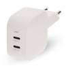 Nedis WGCHA45WWT töltő 45 W | GaN | PD3.0, Gyorstöltési funkció, 2,25 / 3,0 A, 2x USB-C, Automatikus feszültségválasztás WGCHA45WWT