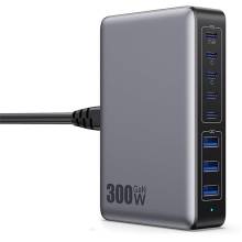 BLACKBIRD H&aacute;l&oacute;zati T&ouml;ltő Hordozhat&oacute; GAN 300W 5xUSB-C PD + 3xUSB QC, Fekete BH1672
