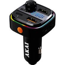 Aut&oacute;s t&ouml;ltő 2xUSB + 1xUSB-C aljzattal Akai FMT-26BT FM Transmitter +Bluetooth FMT-26BT