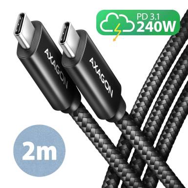 USB 2.0 C-C kábel 2m Axagon PD 240W 5A BUCM2-CM20AB BUCM2-CM20AB USB 2.0 C-C kábel 2m Axagon PD 240W 5A BUCM2-CM20AB BUCM2-CM20AB