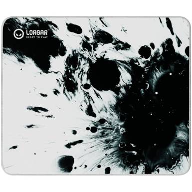 Full print white and black design, Bottom is black rubber with embossed LORGAR logo, with double side edge stitching LRG-MPA14L Full print white and black design, Bottom is black rubber with embossed LORGAR logo, with double side edge stitching LRG-MPA14L