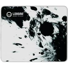 full print white and black design, bottom is black rubber with embossed LORGAR logo with double side edge stitching LRG-MPA14M