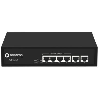 6 portos 10/100 PoE switch (65 W); 4 PoE+ / 2 RJ45 uplink port; nem menedzselhető NSP-104F02F-65M 6 portos 10/100 PoE switch (65 W); 4 PoE+ / 2 RJ45 uplink port; nem menedzselhető NSP-104F02F-65M