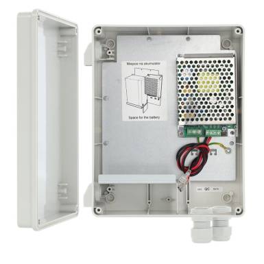 Falra szerelhető, műanyag dobozos kapcsolóüzemű szünetmentesíthető tápegység 13,8V/3A/7Ah; IP44 HPSBH-12V3A-B Falra szerelhető, műanyag dobozos kapcsolóüzemű szünetmentesíthető tápegység 13,8V/3A/7Ah; IP44 HPSBH-12V3A-B