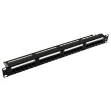 19" patch panel; 24 port; Cat6; &aacute;rny&eacute;kolatlan; tehermentes&iacute;tővel; dual IDC (Krone/110) NRPP-RJ45-124U-H