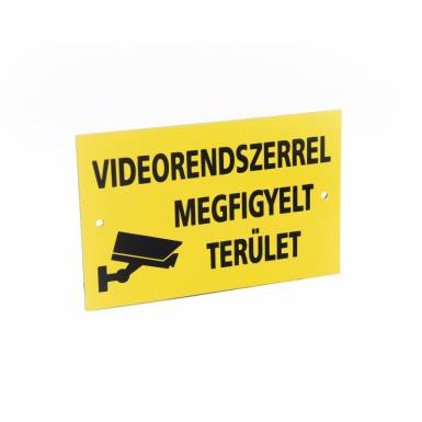 Figyelmeztető tábla; "VIDEORENDSZERREL MEGFIGYELT TERÜLET"; tartós kültéri kivitel; 197 x 125 mm FT100 Figyelmeztető tábla; "VIDEORENDSZERREL MEGFIGYELT TERÜLET"; tartós kültéri kivitel; 197 x 125 mm FT100