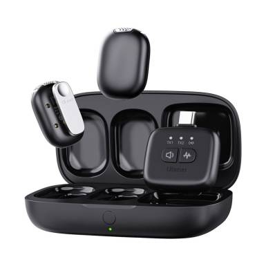Ulanzi A30 vezet&eacute;k n&eacute;lk&uuml;li Mini lavalier mikrofon 2 mikrofon &eacute;s 1 vevő usb-c lighting Black UL-A014GBB1