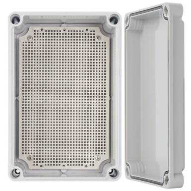 ABS ház; 380x280x130; vízálló; műanyag zsanérokkal záródó és alaplappal ellátott AWB382813 ABS ház; 380x280x130; vízálló; műanyag zsanérokkal záródó és alaplappal ellátott AWB382813