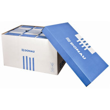 Archiváló konténer, levehető tető, 522x351x305 mm, karton, DONAU, kék-fehér
