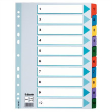 Regiszter, laminált karton, A4, 1-10, ESSELTE "Mylar"