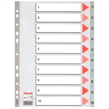 Regiszter, műanyag, A4, 1-10, ESSELTE, szürke