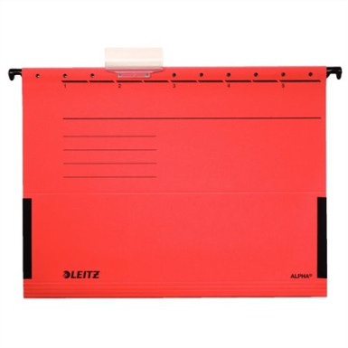 Függőmappa, oldalvédelemmel, karton, A4, LEITZ "Alpha", piros