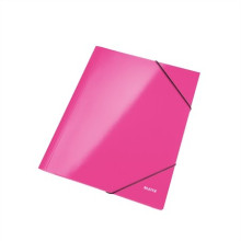 Gumis mappa, 15 mm, karton, A4, lakkfényű, LEITZ "Wow", rózsaszín