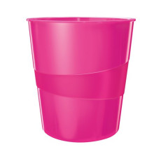 Papírkosár, 15 liter, LEITZ "Wow", metál rózsaszín