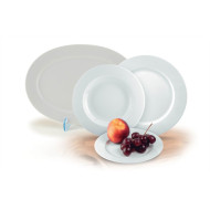 Desszertes tányér, porcelán, 19 cm átmérőjű, ROTBERG, "Basic", fehér