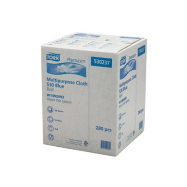 Törlőkendő, tekercses, oldószeres tisztításhoz, TORK "Premium Multipurpose Cloth 530", kék