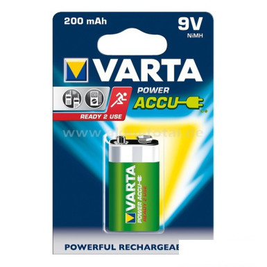 Tölthető elem, 9V, 1x200 mAh, előtöltött, VARTA "Power Accu"