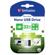 Pendrive, 32GB, USB 2.0, 10/3MB/sec, VERBATIM "Nano"
