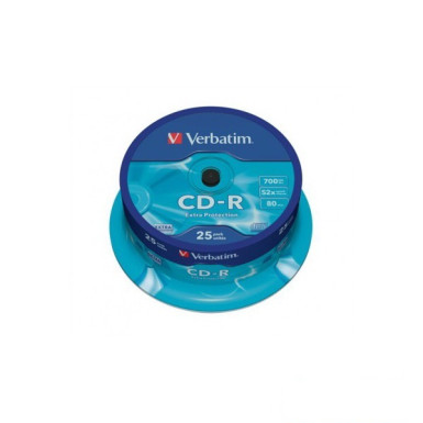 CD-R lemez, 700MB, 52x, hengeren, VERBATIM "DataLife" CDV7052B25DL