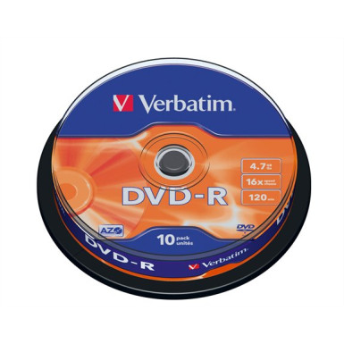 DVD+R lemez, AZO, 4,7GB, 16x, hengeren, VERBATIM