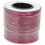 2 eres piros-fekete kábel 20083 2 eres hangszóróvezeték, 2x0.75mm2, piros/fekete, sodrott erek, 100m/tekercs.
