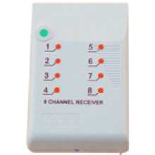 ELMES ELECTRONIC CH8H R 8 csatornás vevő, max. 40 érzékelő fogadása, relé kimenetek, 433,92MHz, riasztó funkció.