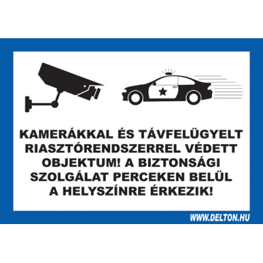 Matrica üvegre 6 A5 KAMERÁKKAL ÉS TÁVFELÜGYELT RIASZTÓRENDSZERREL VÉDETT OBJEKTUM! A5 üvegmatrica.