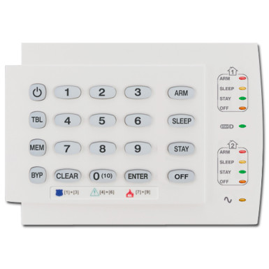 PARADOX K10H 10 zónás vezetékes LED kezelő, fekvő, 2 partíció, MG5000/5050 és Spectra központokhoz.
