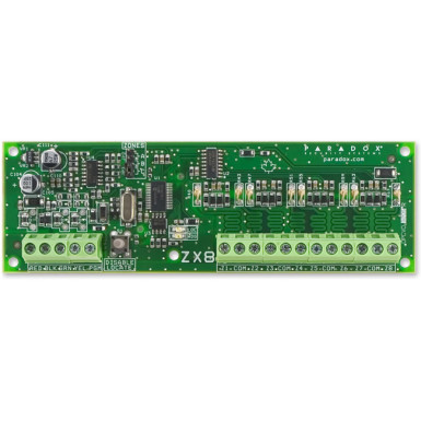 PARADOX ZX8 8 zónás bővítő modul, Spectra, E55, E65, MG5000, MG5050, Digiplex/EVO központokhoz, 1 PGM.