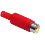 RCA aljzat lengő, műanyag piros Lengő RCA aljzat, forrasztható, műanyag csatlakozó ház, piros.