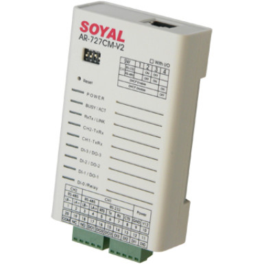 SOYAL AR-727CM-V3 Univerzális szerver RS-232, RS-485 jelek 10/100 Mbps Ethernet jellé átalakításához.