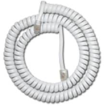 Telefon k&eacute;zibesz&eacute;lő zsin&oacute;r 1,8m feh&eacute;r Szerelt. rug&oacute;s, spir&aacute;lis k&aacute;bel, 1.8 m, feh&eacute;r, 4P4C csatlakoz&oacute; dug&oacute;k.